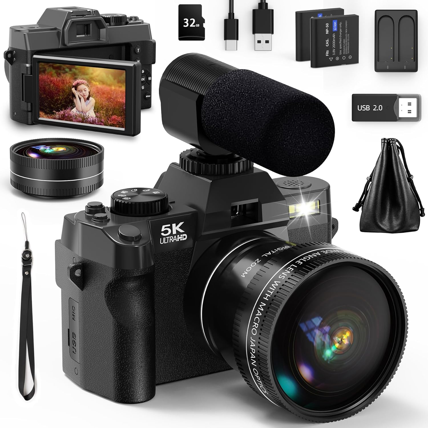 NBD 5K&48MP Digital Camera wit - Japanese Lifestyle Vlog recensie en prijs